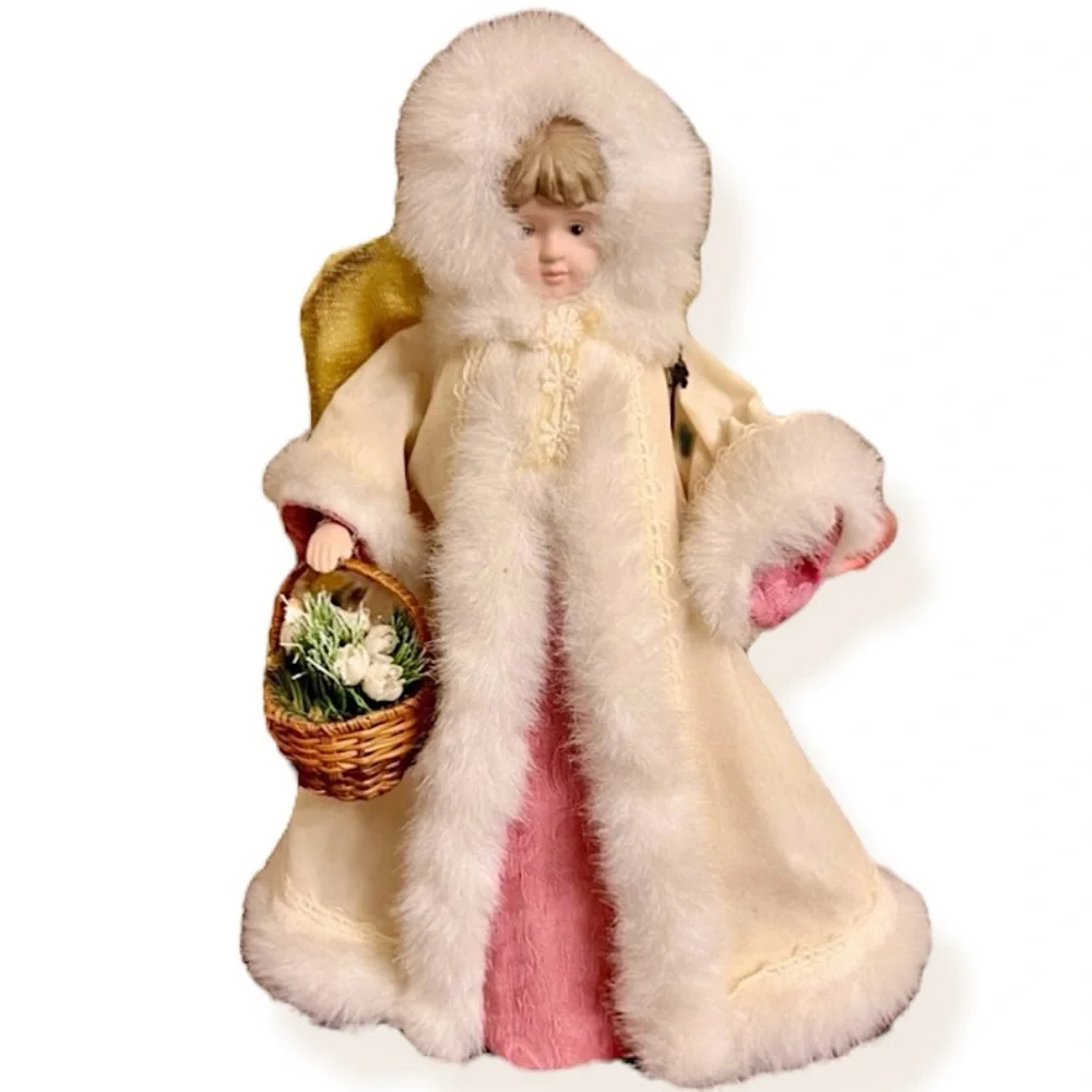 Yankee Candle vintage angel tree topper cream pink gold
